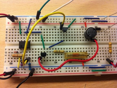 breadboard setup geiger counter HV circuitry
